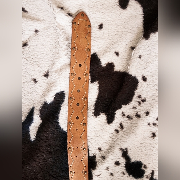 WOMEN'S 70'S GENUINE LEATHER BELT - BROWN - Picture 4 of 5